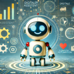 Ein digitaler Assistent (symbolisiert durch einen Roboter) steigert die Effizienz und spart Kosten – der Mittelstand profitiert von automatisierten Prozessen.
